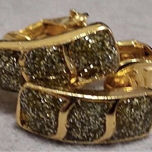 Luxurious Gold and Green Women's Hoop Huggy Earrings